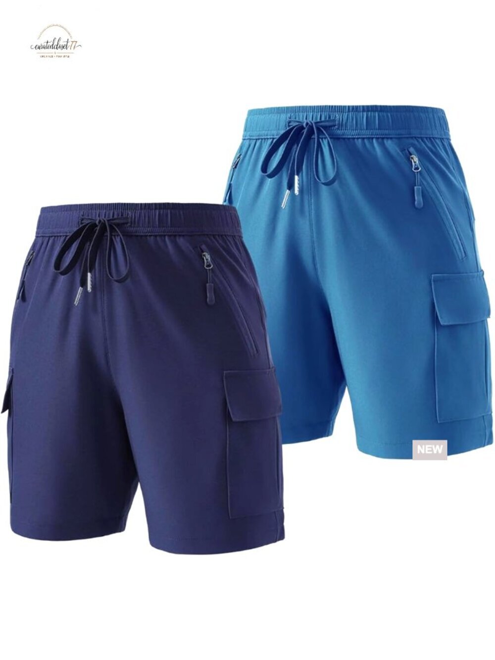 Women's Lightweight Quick Dry Hiking Cargo Shorts 2 Pack Drawstring Waist